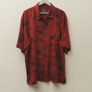 Aureus Shirt Men's Size XL Silk/Cotton Blend Paisley Tropical Hawaiian